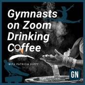 Podcast Gymnasts on Zoom Drinking Coffee